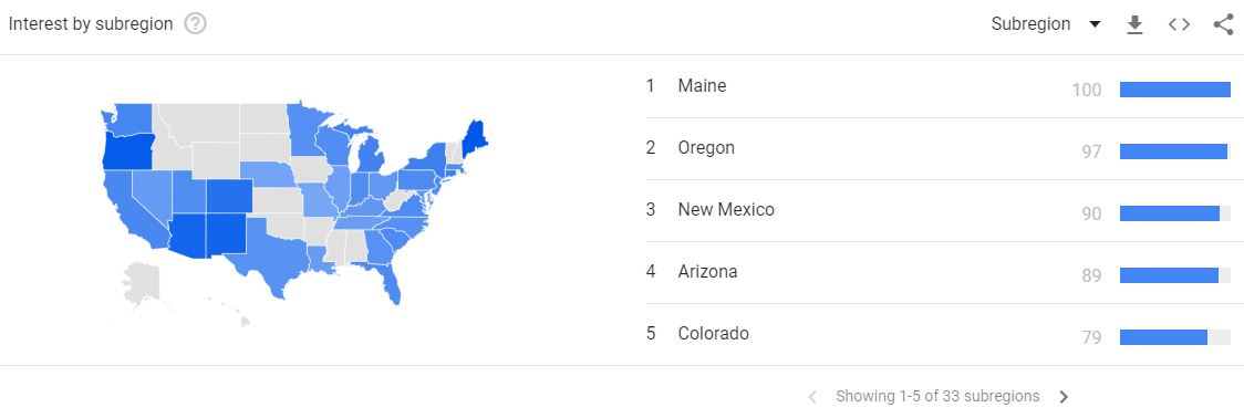 Home business starting tips - see the region of the country to help you target your product using Google Trends